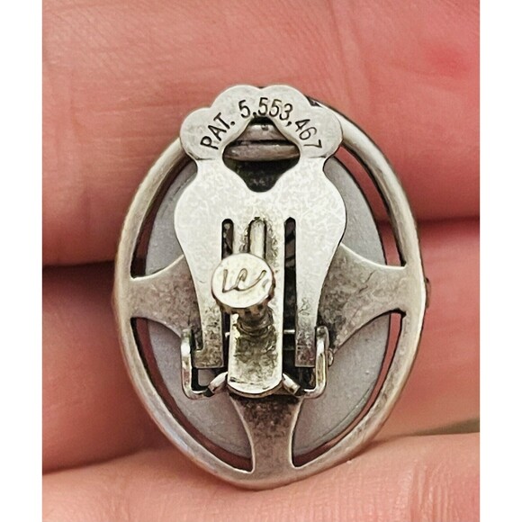 Liz Claiborn Clip Earrings Silver Tone Metal Gray Stone Adjustable Clip VTG 90th - Picture 7 of 10